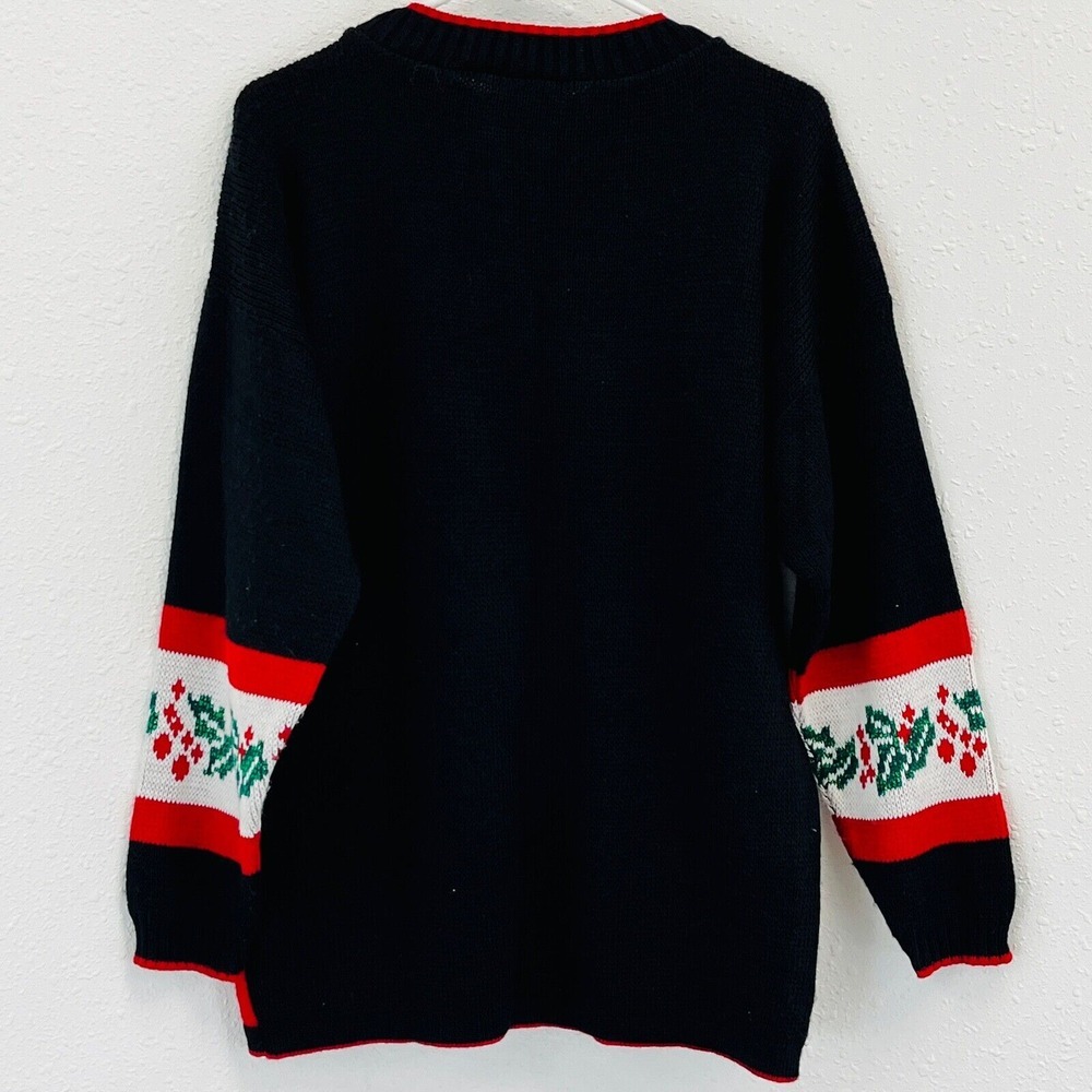 Vtg Womens M Nutcracker Christmas Tunic‎ Sweater Black Green Glitter Red White - Picture 7 of 7